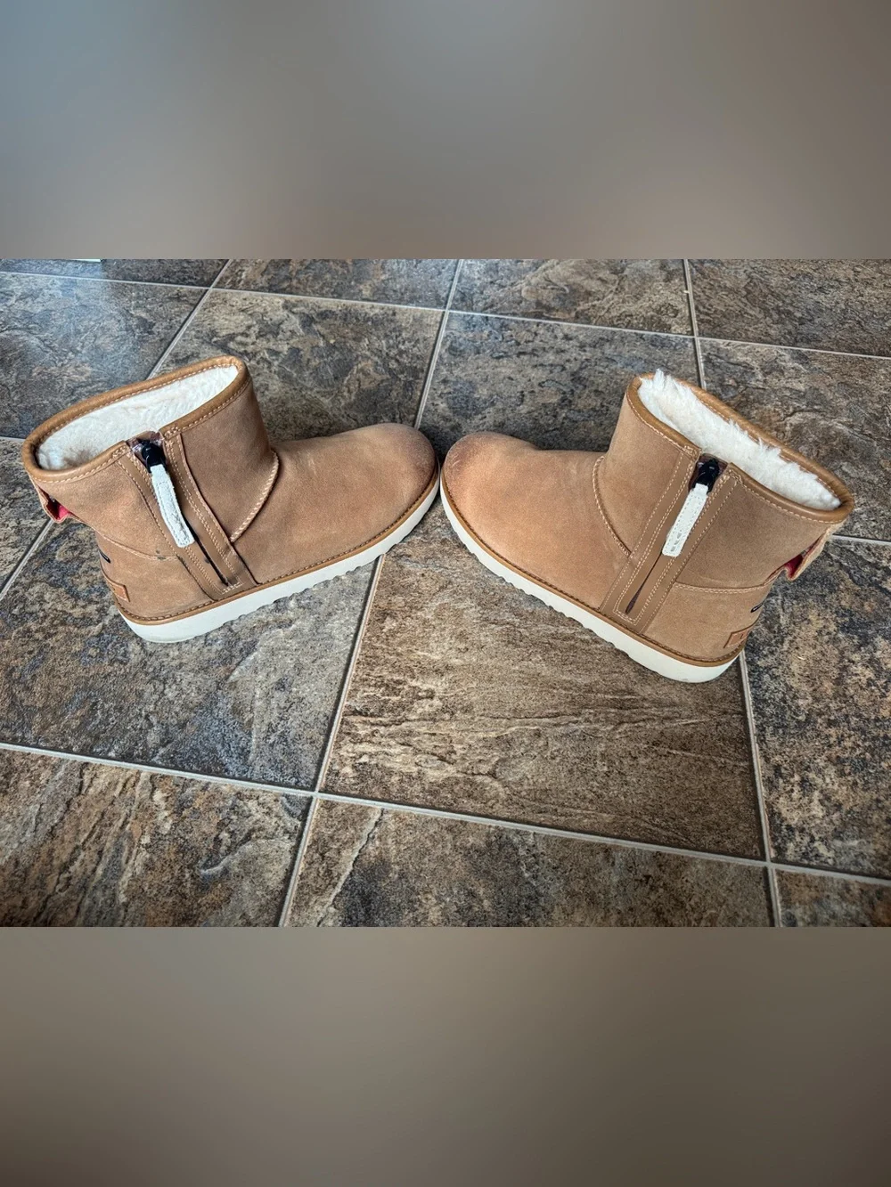 UGG Men's Classic Mini Zip Waterproof Pull On Boots- Chestnut Tan, Men’s Size 10